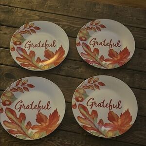 Royal Norfolk fall leaf acorn‎ Grateful Autumn Dinner Plates - Set of 4-7.5 inch